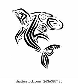 Illustration of tribal art design shark with tattoo body 