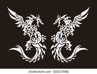 An illustration of tribal dragon.
For tattoo, sticker, embroidery and printing.