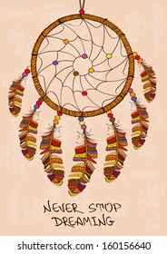 Illustration with tribal native American Indian dreamcatcher