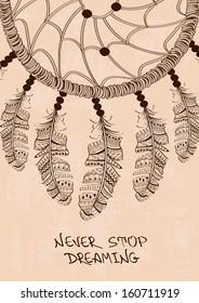 Illustration with tribal native American Indian dreamcatcher