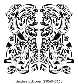 Illustration of a tribal skull image. Perfect for logos, tattoos, stickers, t-shirt designs, hats