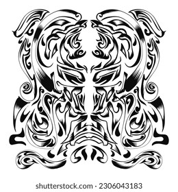 Illustration of a tribal skull image. Perfect for logos, tattoos, stickers, t-shirt designs, hats