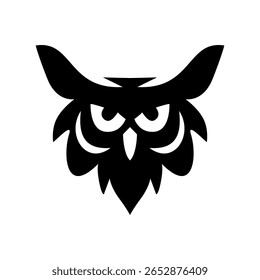  Ilustração de um logotipo de cabeça de coruja estilo tribal ou mascote preto e-sports com linhas afiadas e olhos afiados, muito adequado para projetos de jogos, equipes esportivas ou marca forte.