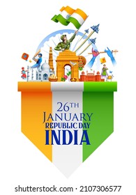 illustration of tricolor background showing its incredible culture and diversity on 26th January Republic Day of India