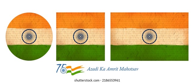 illustration of tricolor banner badge with Indian flag for 75th Independence Day of India on 15th August