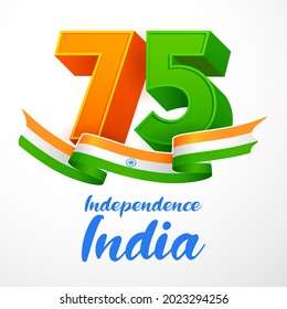 illustration of tricolor banner with Indian flag for 75th Independence Day of India on 15th August