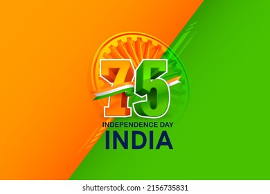 illustration of tricolor banner with Indian flag for 75th Independence Day of India on 15th August