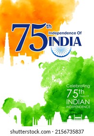 illustration of tricolor banner with Indian flag for 75th Independence Day of India on 15th August