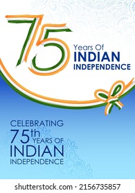 illustration of tricolor banner with Indian flag for 75th Independence Day of India on 15th August