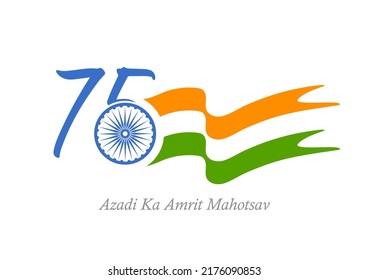 illustration of tricolor banner with Indian flag for 75th Independence Day of India on 15th August svg