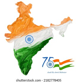 illustration of tricolor banner with Indian flag for 75th Independence Day of India on 15th August