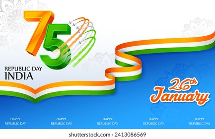 ilustración de banner tricolor con bandera india para el 26 de enero Feliz Día de la República de India