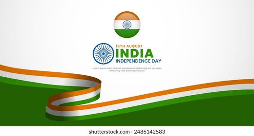 illustration of tricolor banner with Indian flag for 75th Independence Day of India on 15th August