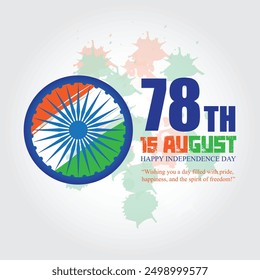 illustration of tricolor banner with Indian flag for 78th Independence Day of India on 15th August