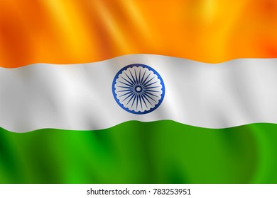 illustration of tricolor banner with Indian flag for 26th January Happy Republic Day of India