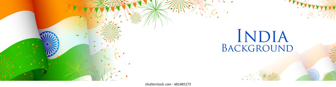 illustration of tricolor India banner for Happy Independence Day of Indian