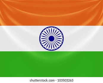 Illustration Tricolor Indian Flag Made Curtain Stock Vector (Royalty ...