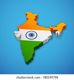 illustration of Tricolor Indian Flag map background for Republic  and Independence Day of India