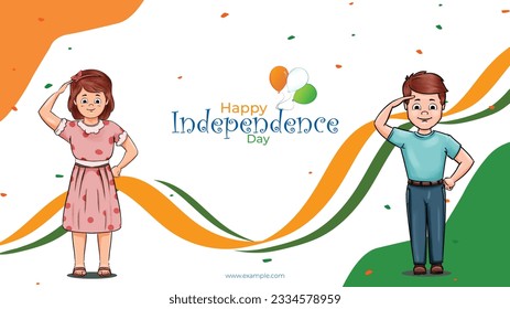 Illustration of tricolour banner with Indian flag for 76th Independence Day of India on 15th August