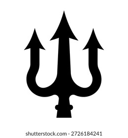 Ilustración de tridente. Tridente de Neptuno. Elemento de diseño para el logotipo, etiqueta, muestra, emblema, cartel. Ilustración vectorial