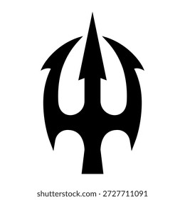 Ilustración de tridente. Tridente de Neptuno. Elemento de diseño para el logotipo, etiqueta, muestra, emblema, cartel. Ilustración vectorial