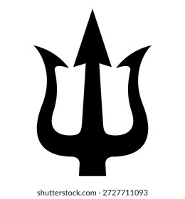 Ilustración de tridente. Tridente de Neptuno. Elemento de diseño para el logotipo, etiqueta, muestra, emblema, cartel. Ilustración vectorial