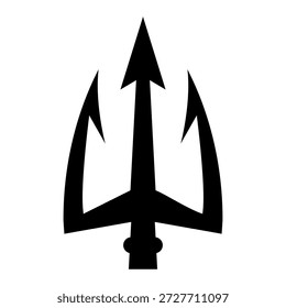 Ilustración de tridente. Tridente de Neptuno. Elemento de diseño para el logotipo, etiqueta, muestra, emblema, cartel. Ilustración vectorial