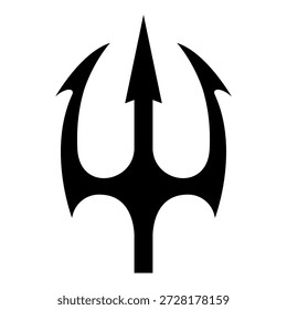 Ilustración de tridente. Tridente de Neptuno. Elemento de diseño para logotipo, etiqueta, signo, emblema, cartel. Ilustración vectorial