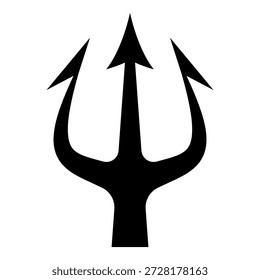 Ilustración de tridente. Tridente de Neptuno. Elemento de diseño para logotipo, etiqueta, signo, emblema, cartel. Ilustración vectorial