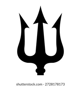 Ilustración de tridente. Tridente de Neptuno. Elemento de diseño para logotipo, etiqueta, signo, emblema, cartel. Ilustración vectorial