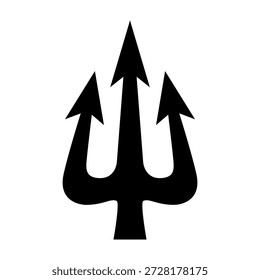 Ilustración de tridente. Tridente de Neptuno. Elemento de diseño para logotipo, etiqueta, signo, emblema, cartel. Ilustración vectorial