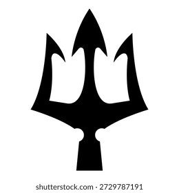 Ilustración de tridente. Tridente de Neptuno. Elemento de diseño para logotipo, etiqueta, signo, emblema, cartel. Ilustración vectorial