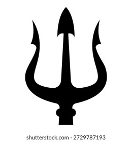 Ilustración de tridente. Tridente de Neptuno. Elemento de diseño para logotipo, etiqueta, signo, emblema, cartel. Ilustración vectorial