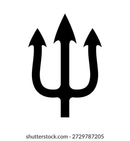 Ilustración de tridente. Tridente de Neptuno. Elemento de diseño para logotipo, etiqueta, signo, emblema, cartel. Ilustración vectorial