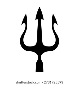 Ilustración de tridente. Tridente de Neptuno. Elemento de diseño para logotipo, etiqueta, signo, emblema, cartel. Ilustración vectorial