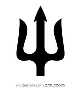 Ilustración de tridente. Tridente de Neptuno. Elemento de diseño para logotipo, etiqueta, signo, emblema, cartel. Ilustración vectorial