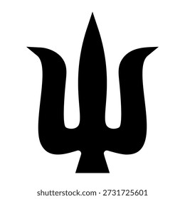 Ilustración de tridente. Tridente de Neptuno. Elemento de diseño para logotipo, etiqueta, signo, emblema, cartel. Ilustración vectorial