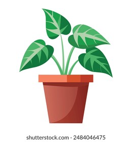 illustration of trillium plant pot  on white