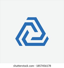 illustration of trinity/tripoint line style technology logo design graphic vector download