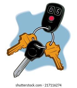 An Illustration of a trio of Keys on a key chain.