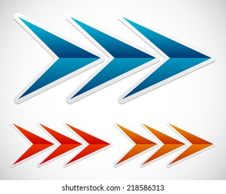 Illustration of triple arrows. Arrows right.