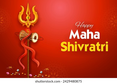 illustration of trishul ( trident) of Lord Shiva, Indian God of Hindu for Maha Shivratri festival of India