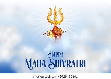 illustration of trishul ( trident) of Lord Shiva, Indian God of Hindu for Maha Shivratri festival of India