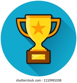 Illustration of trophy circle blue icon concept