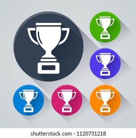 Illustration of trophy circle icons with shadow