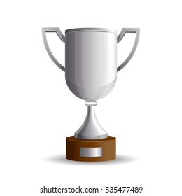 Illustration of of trophy cup. Silver winners cup isolated on a white background