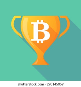 Illustration of a trophy icon with a bit coin sign