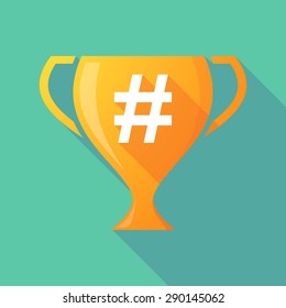 Illustration of a trophy icon with a hash tag