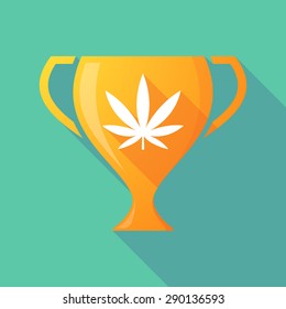 Illustration of a trophy icon with a marijuana leaf