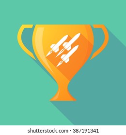 Illustration of a trophy icon with missiles